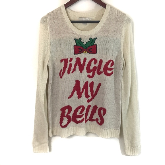 Carolyn Taylor Sweaters - Jingle My Bells White Christmas Bell Sweater Large